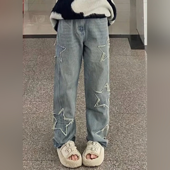 Star Embossed Loose Fit Jean's New Without tags Sz. M - Picture 5 of 10
